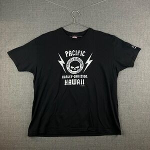 Harley-Davidson Shirt Mens 3XL Black Pacific Hawaii Skull Lightning Biker‎ Tee